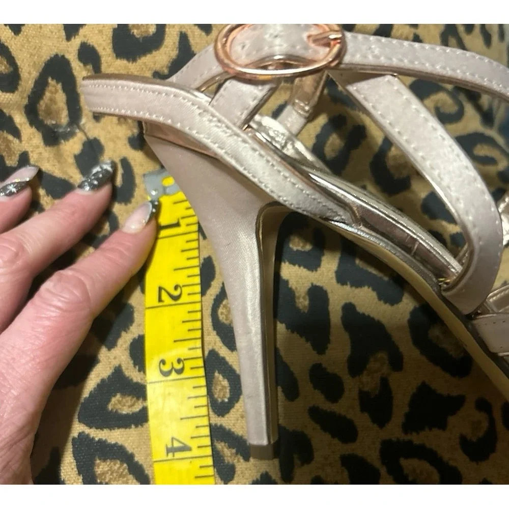 Nina Blush Pink & Rose Gold Formal Strappy Stiletto Sandals Heels,‎ 9.5